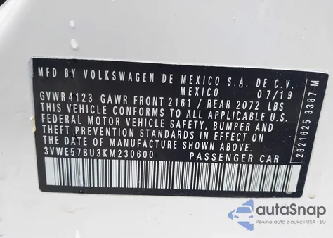2019 Volkswagen Jetta 1.4T Sel from USA, damaged, VIN 3VWE57BU3KM230600
